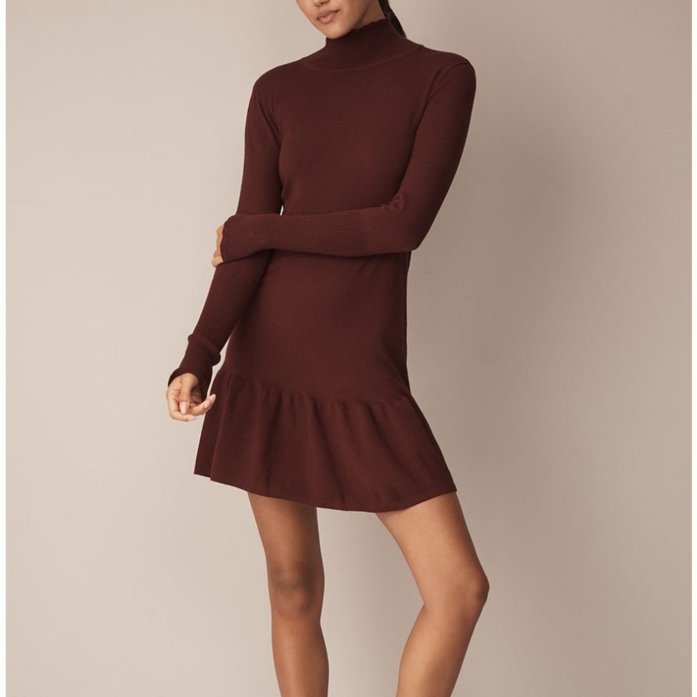 Anthropologie Dress Mini Small Sundays Andes Mini Dress Wine Burgundy - Picture 2 of 4